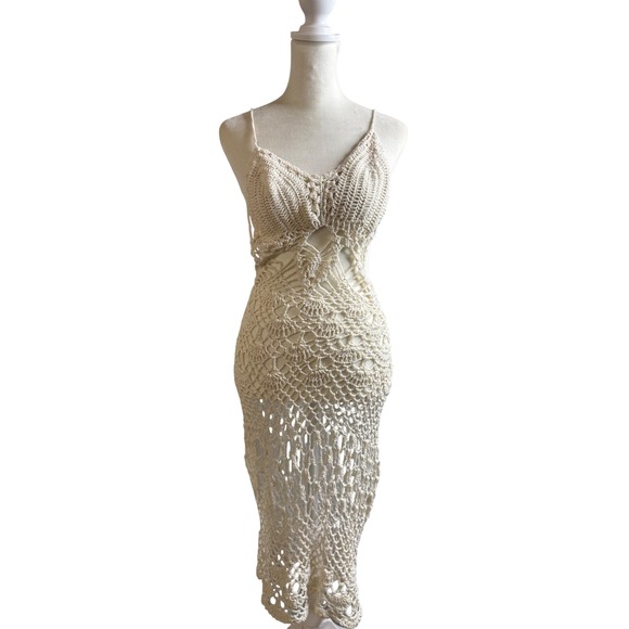 Dresses & Skirts - Crochet‎ Knit Dress Women's Small/Medium Sleeveless Backless Cover Up Stretch